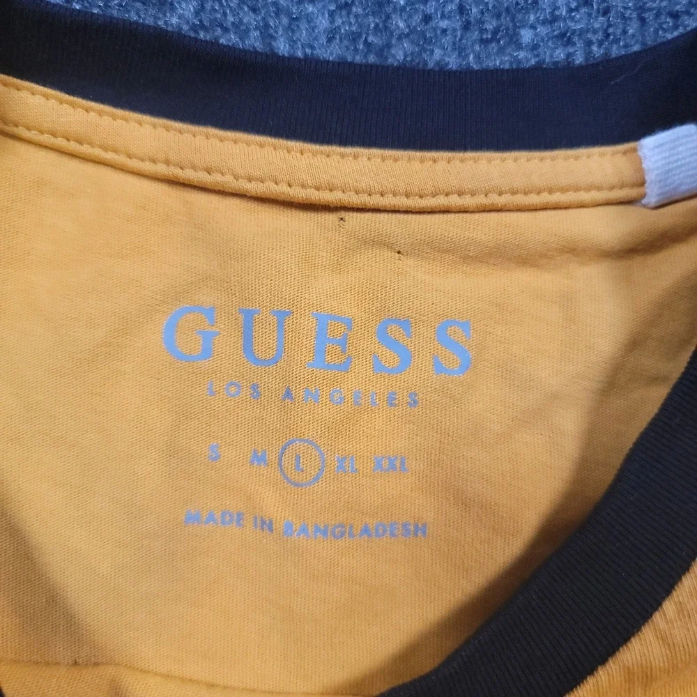 Guess Mens Yellow‎ Short Sleeve Crew Neck Pullover T-Shirt Size Large - Picture 2 of 11